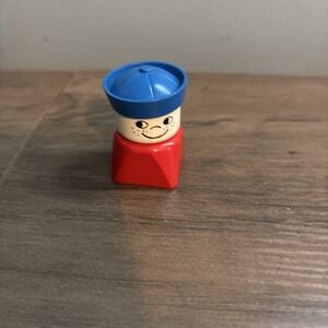 Vintage 1983 Lego Duplo Red Square Figure Sailor Hat 1 1/2" Toy Figure